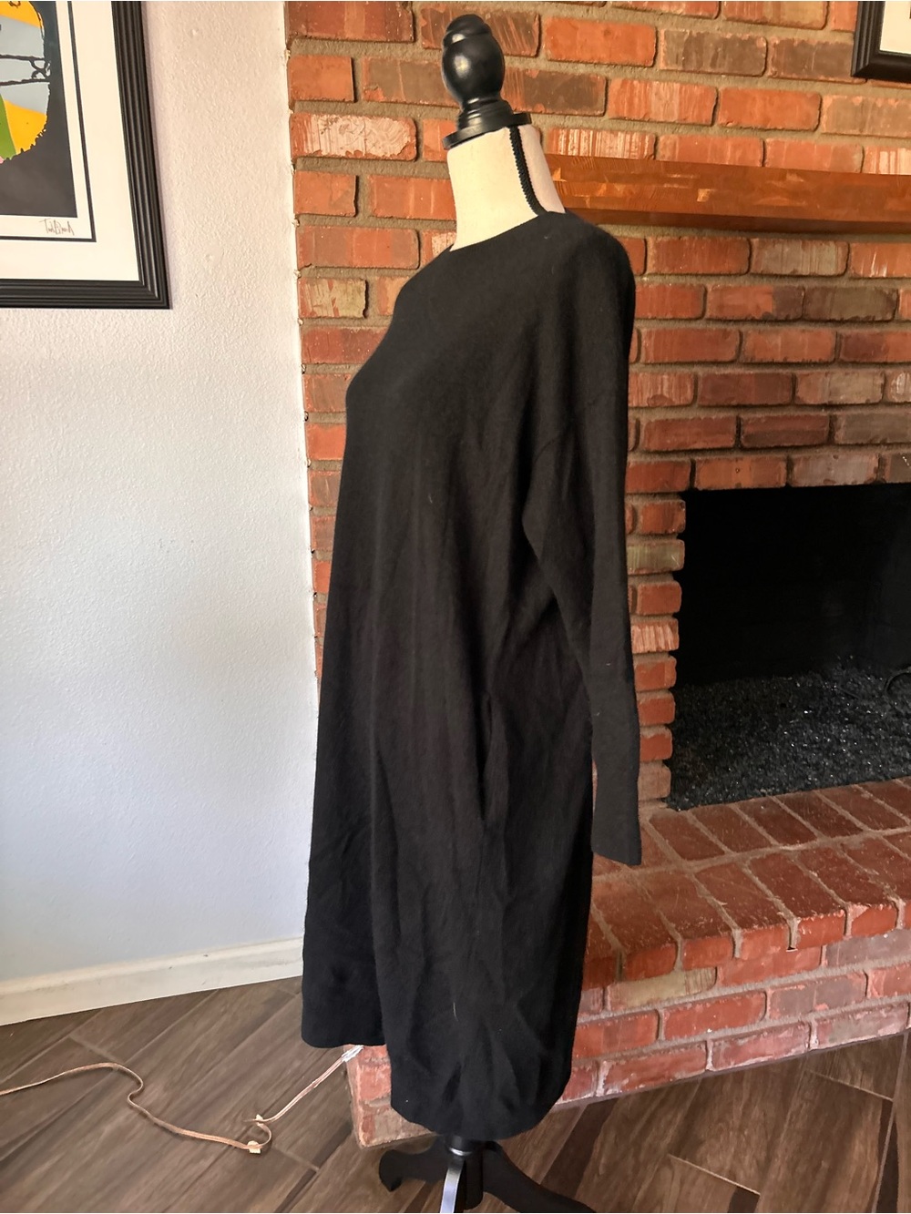 C.T. Plage Racoon Wool Long Sleeve Midi Dress in Black Sz S/6 US - Picture 3 of 8